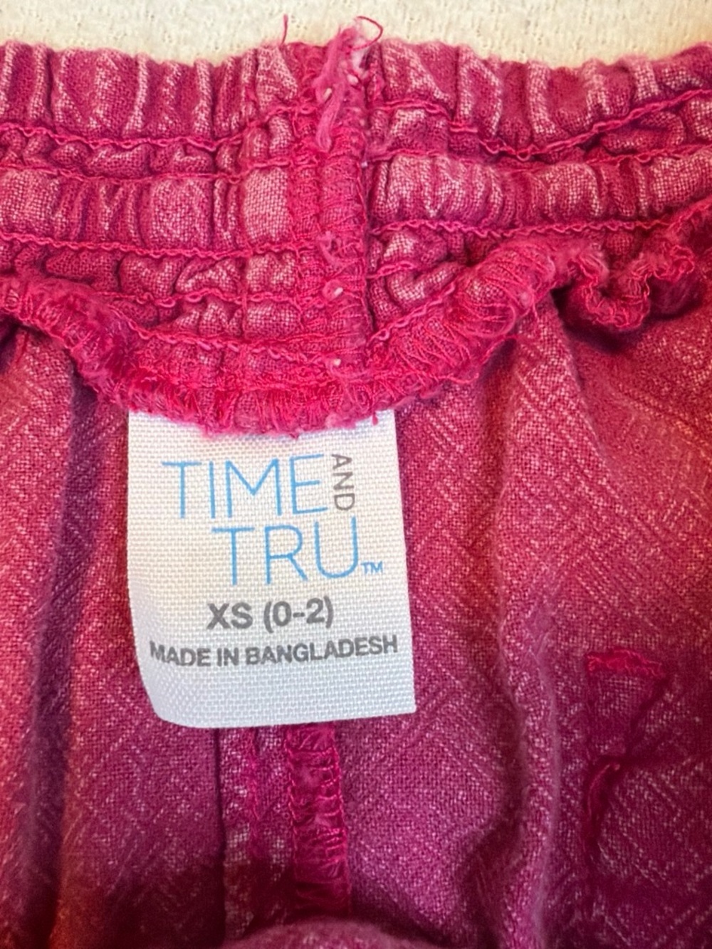 Time and Tru Raspberry Drawstring Knit Shorts - Picture 3 of 3